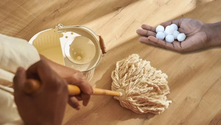Por que é necessário esfregar ou limpar o chão com pastilhas de cânfora